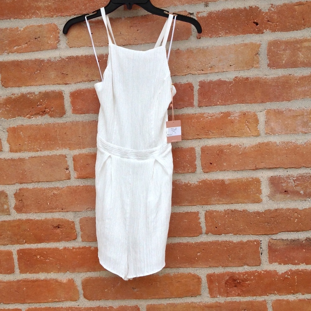 le Rumi white shorts romper